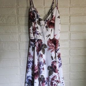 V Neck Fit & Flare Dress With Criss Cross Back